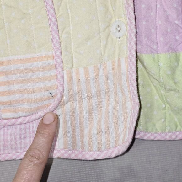 Handmade Quilted Patchwork Feeding Jacket Women's Size Medium Pink Pastel Green - Picture 8 of 16